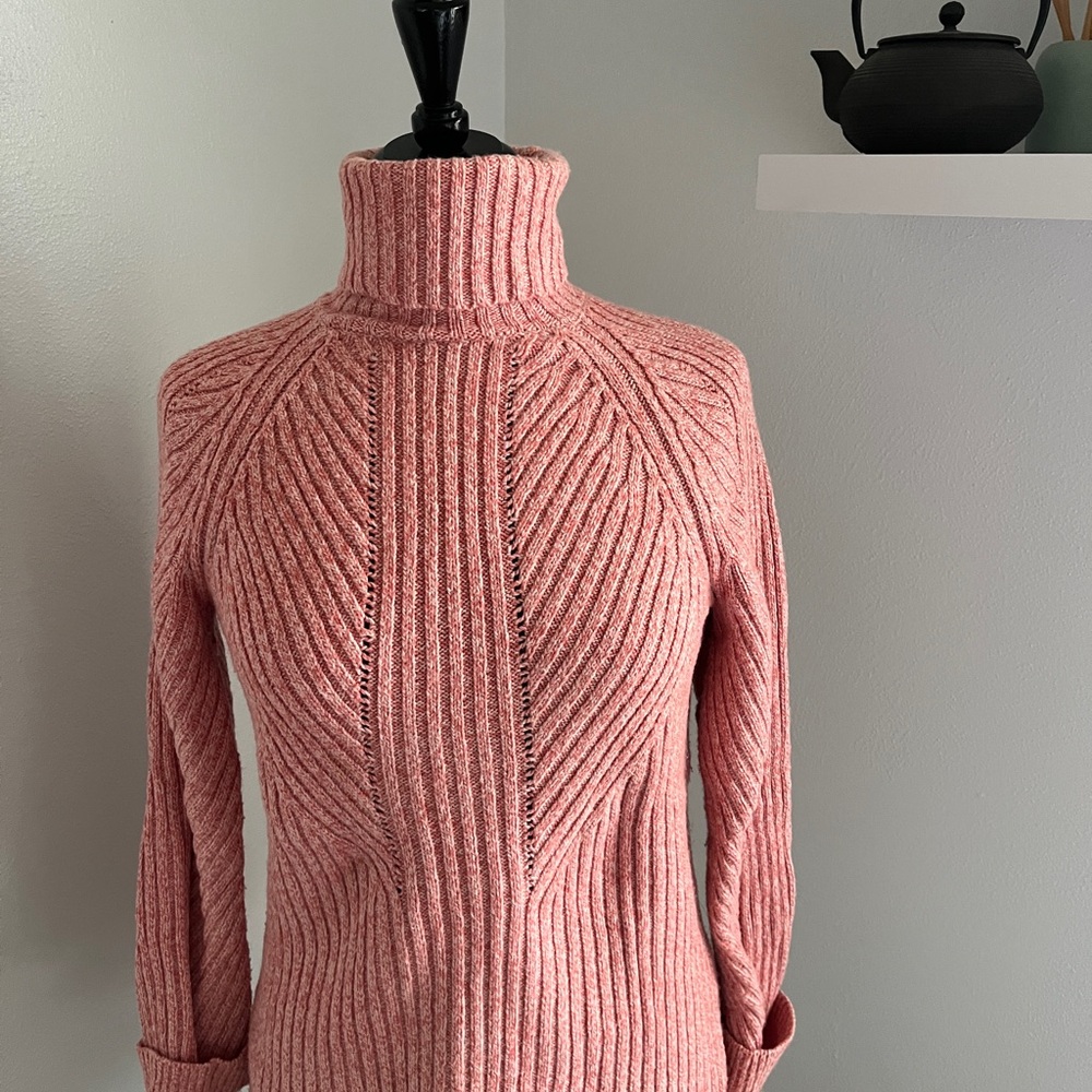 Sundance Pink Ribbed Turtleneck Sweater